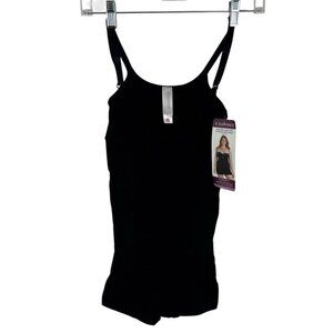 CURVEEZ Women's Plus 2XL Second‎ Skin Hip Hugger Bodysuit Under Bust Black NWT